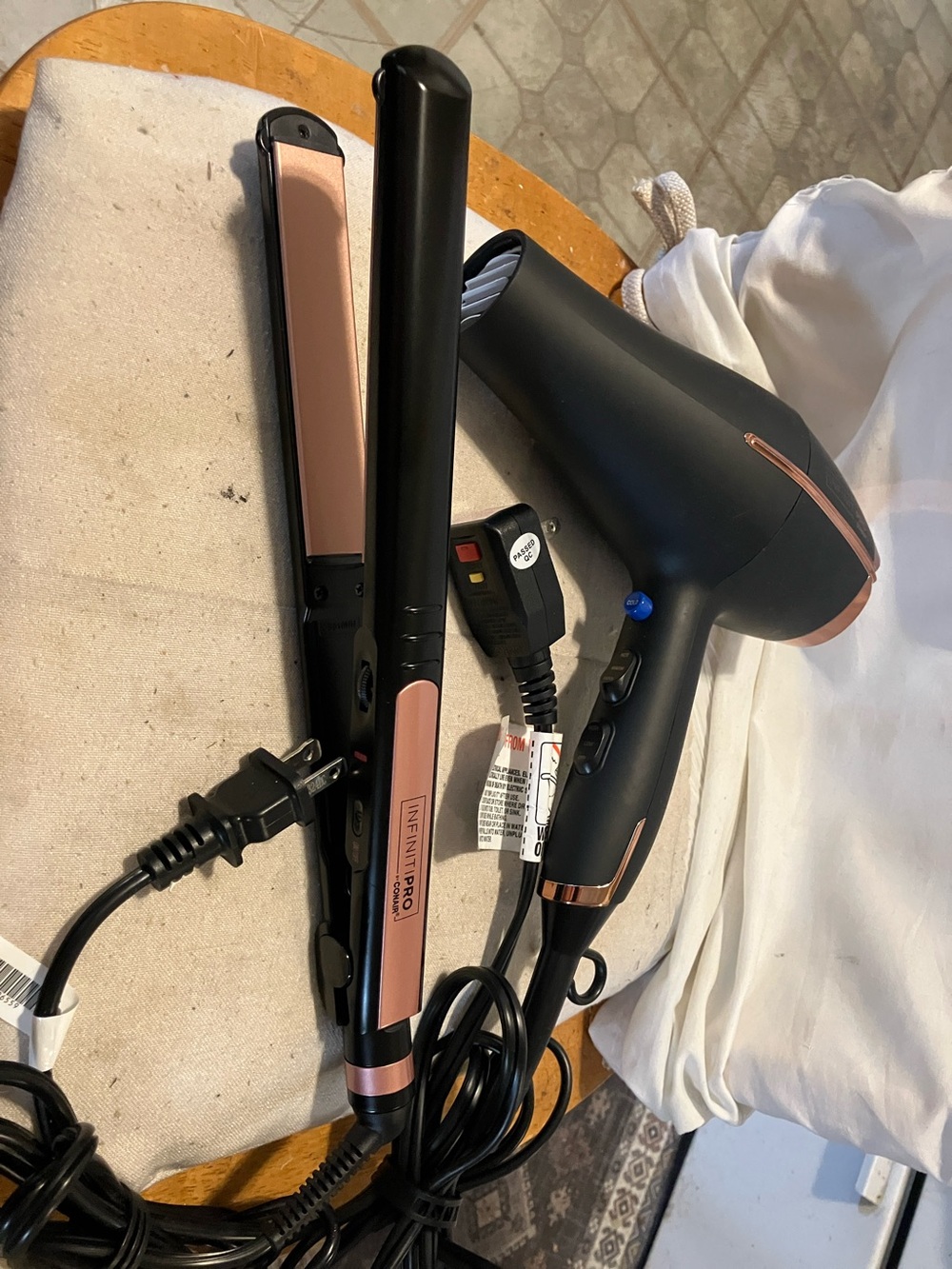 Like new.  2 pc hair stylist. Infiniti Pro by Con-air blow dryer n iron -